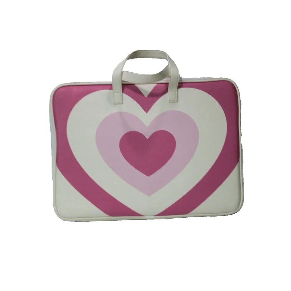 Wildflower Rose Latte Love Laptop Bag 16x10.5 Pink Hearts Dual Handles Padded